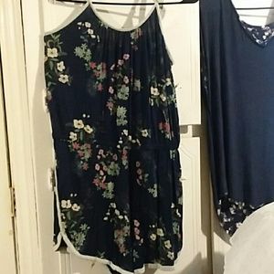 Women's navy and floral romper.